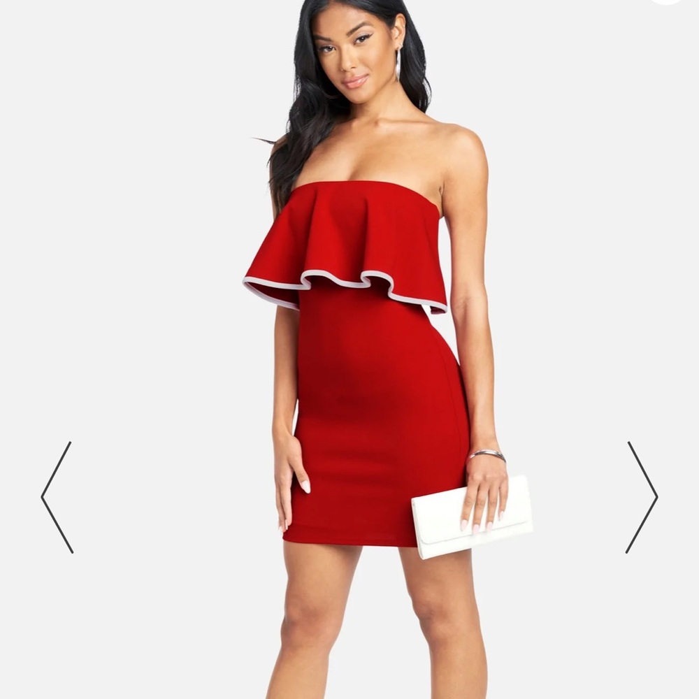 NWT BEBE strapless ruffle mini dress